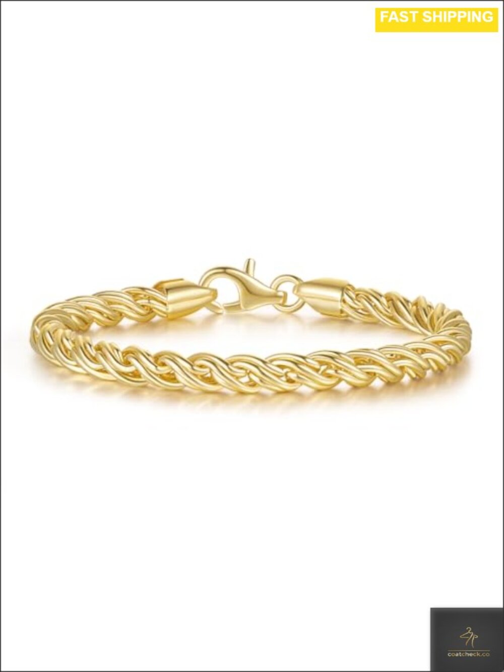 Gold Plated Braided Chain Bracelet Lobster Clasp Adjustable Stackable
